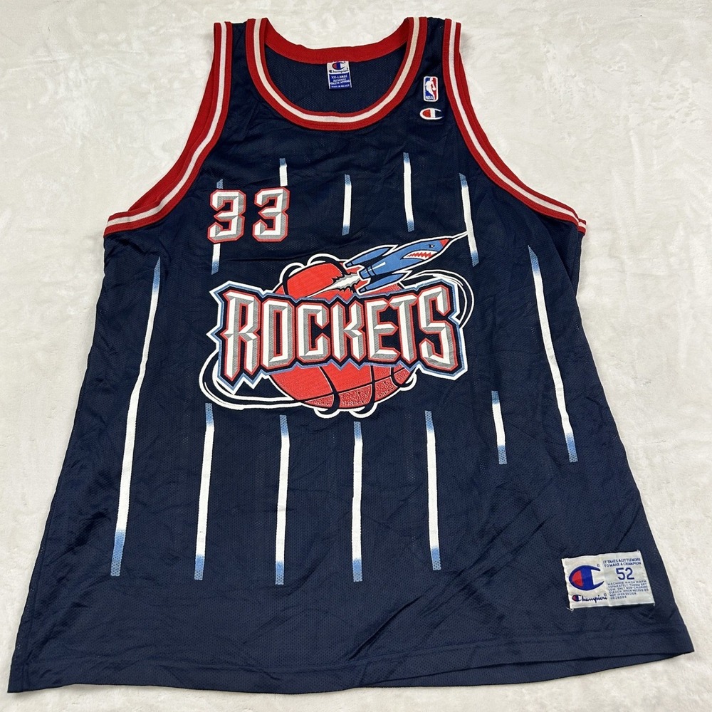 Champion Jersey Mens XXL Navy Blue Houston Rockets Scottie Pippen 33 Pinstripe